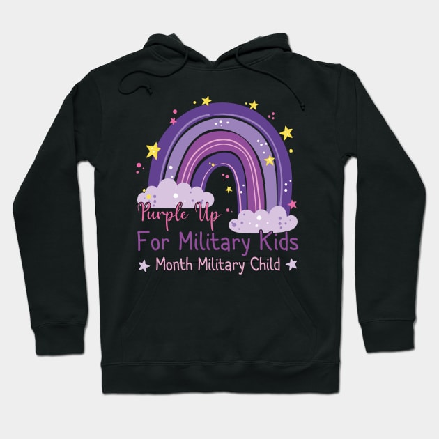 Funny Month Of The Military Child 2022 Rainbow Design Hoodie by aimed2